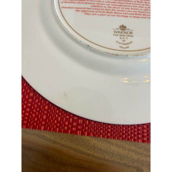 Vintage Rolls Royce 1905 Cars Fine Bone China Plate Windsor Stafforshire England - Picture 5 of 8